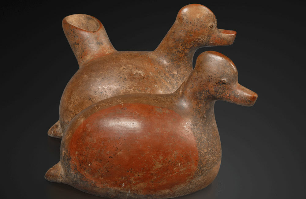vase colima aux deux canards